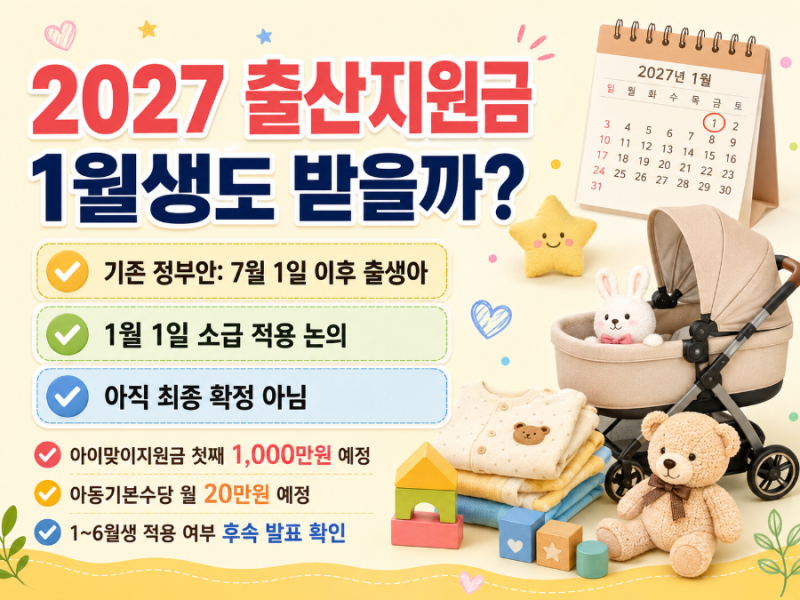 2027 출산지원금 1월생도 받을까? 7월 1일 적용안·1월 1일 소급 검토