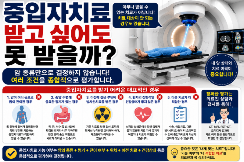 중입자치료 받고 싶어도 못 받을까? 치료가 어려운 경우 알아봤어요