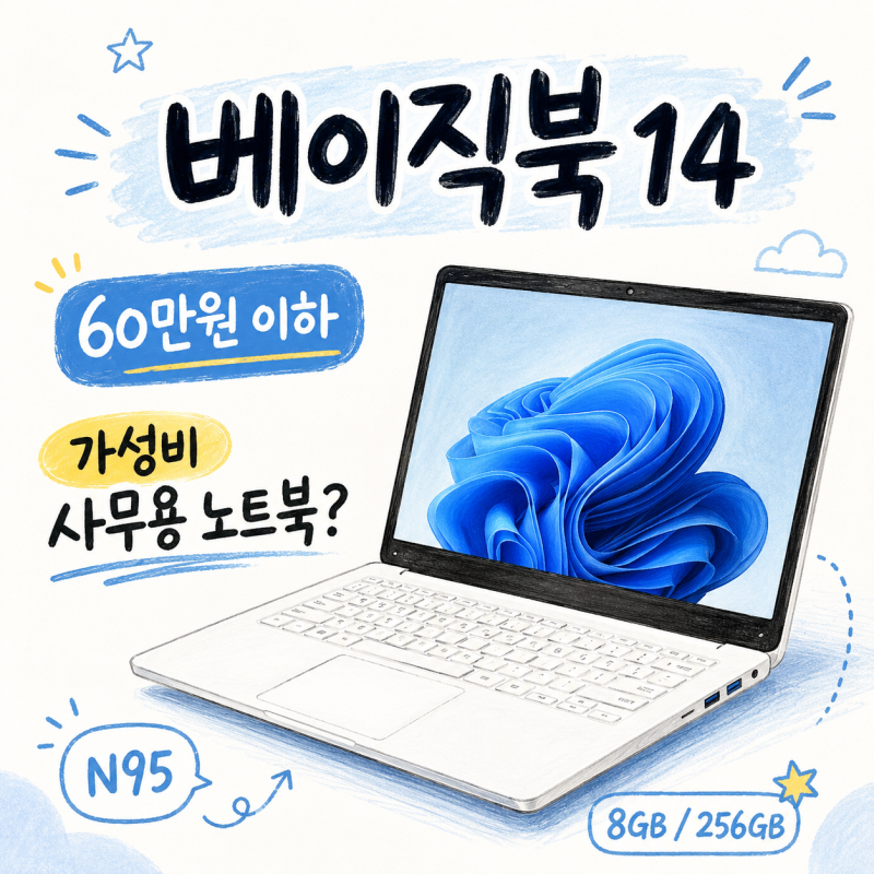 베이직스 베이직북14, 60만원 이하 가성비 사무용 노트북으로 괜찮을까?