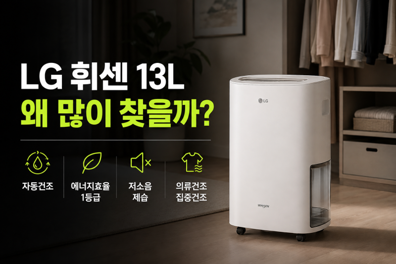 LG 휘센 오브제컬렉션 13L 제습기 최저가 보기 전, 자동건조 1등급 차이부터