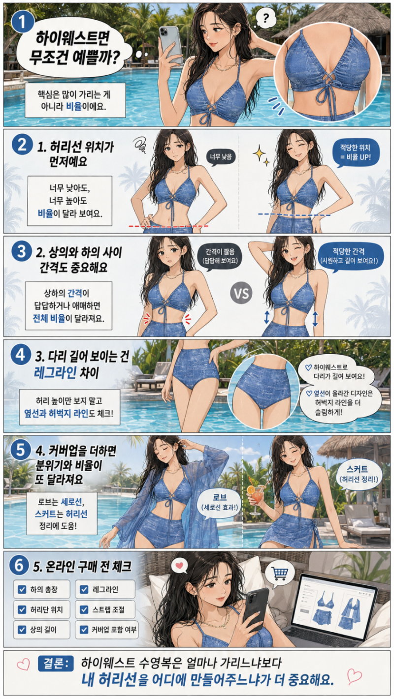 하이웨스트 비키니 고르는 법｜뱃살 커버보다 중요한 건 비율이에요