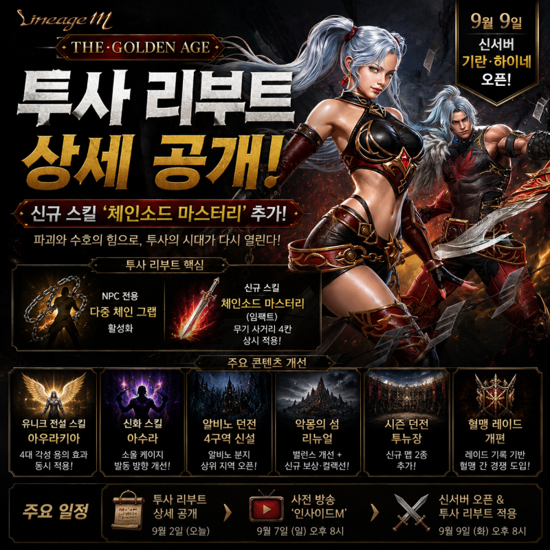 리니지M 'THE GOLDEN AGE', 투사 리부트 상세 공개…체인소드 마스터리 추가