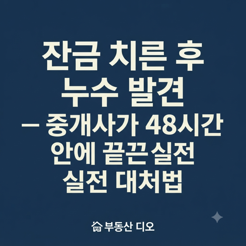 잔금 치른 후 누수 발견 — 중개사가 48시간 안에 끝내는 실전 대처법