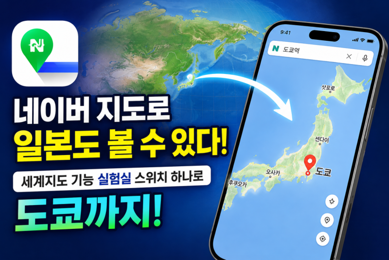 네이버 지도로 일본도 볼 수 있다! 세계지도 기능 실험실 스위치 하나로 도쿄까지