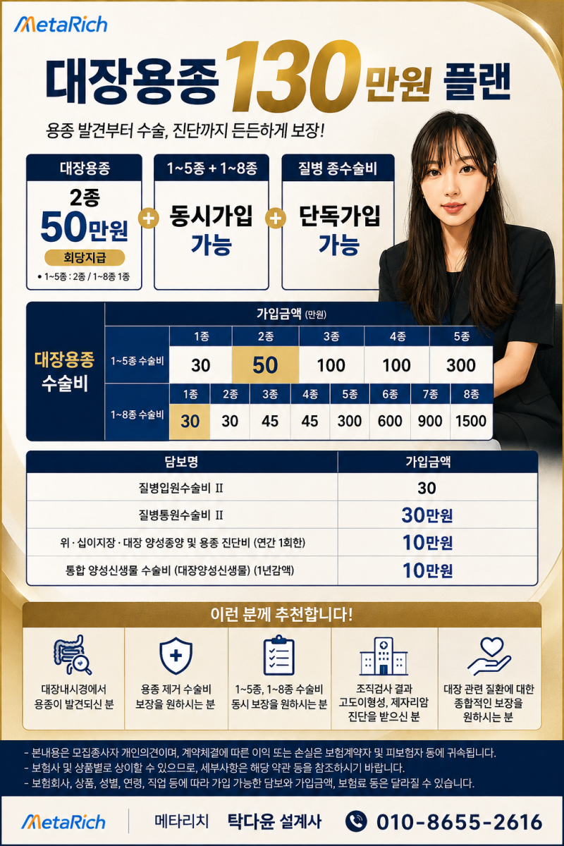 건강검진 전 꼭 확인하세요! 대장용종 제거 시 최대 130만원 받는 수술비 플랜