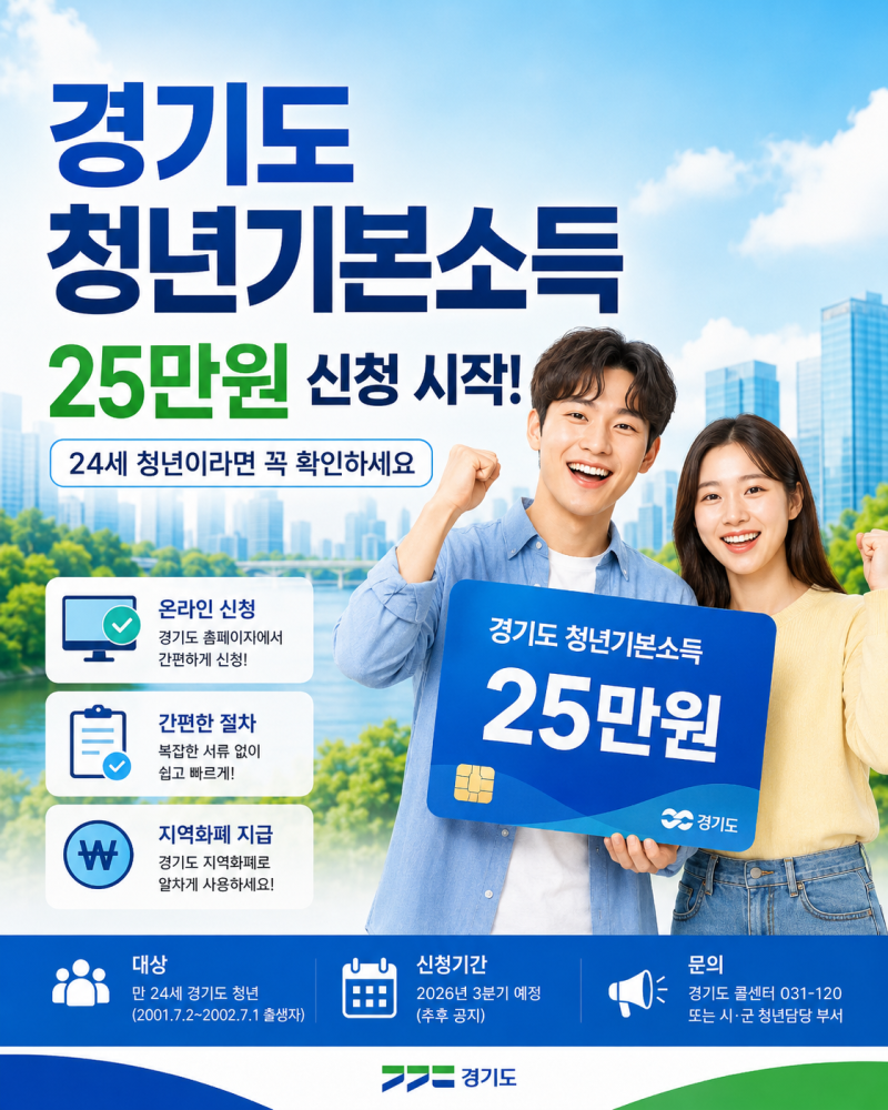 경기도 청년기본소득 25만원 신청 시작! 대상 나이·생년월일·지급일 싹모아