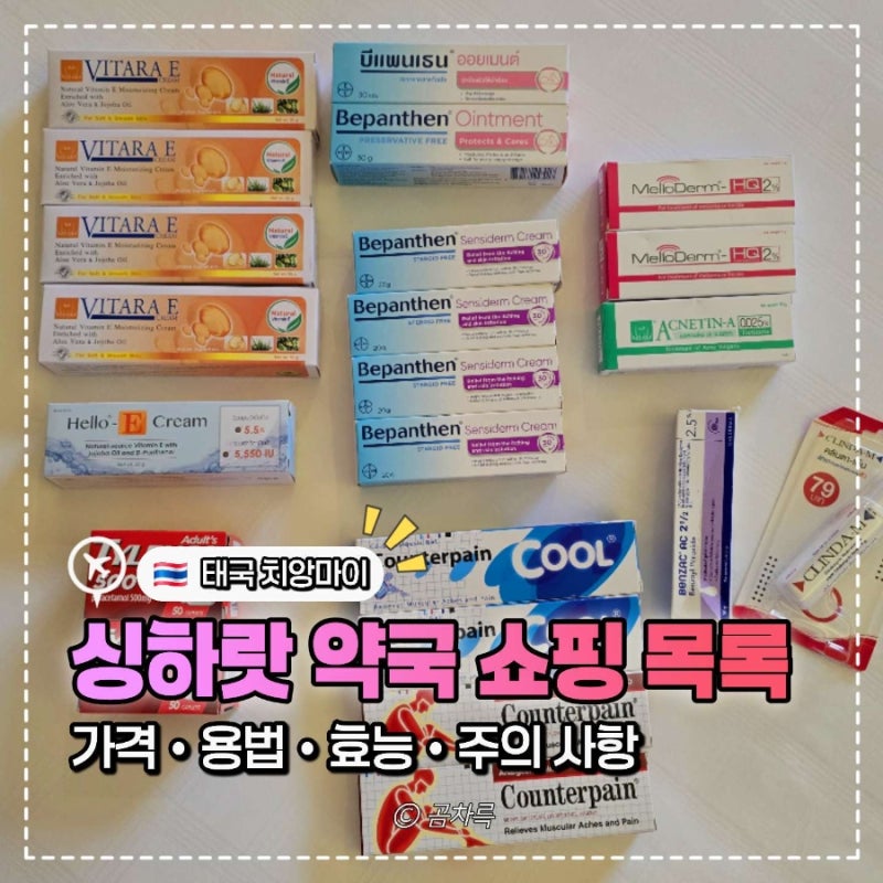 태국 치앙마이 올드타운 싱하랏 약국 추천템 약 효능 용법 총정리