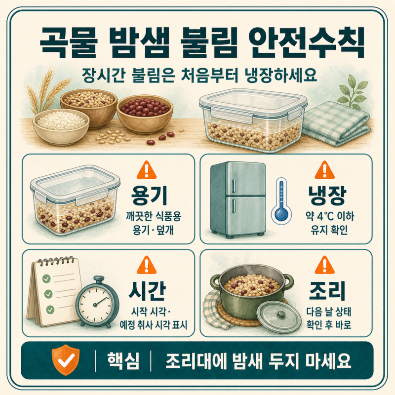 쌀·잡곡·콩 밤새 불리기, 실온 대신 냉장해야 하는 이유