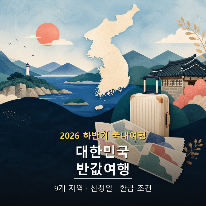대한민국 반값여행 2026 하반기 신청방법, 9개 지역 일정과 50% 환급 조건