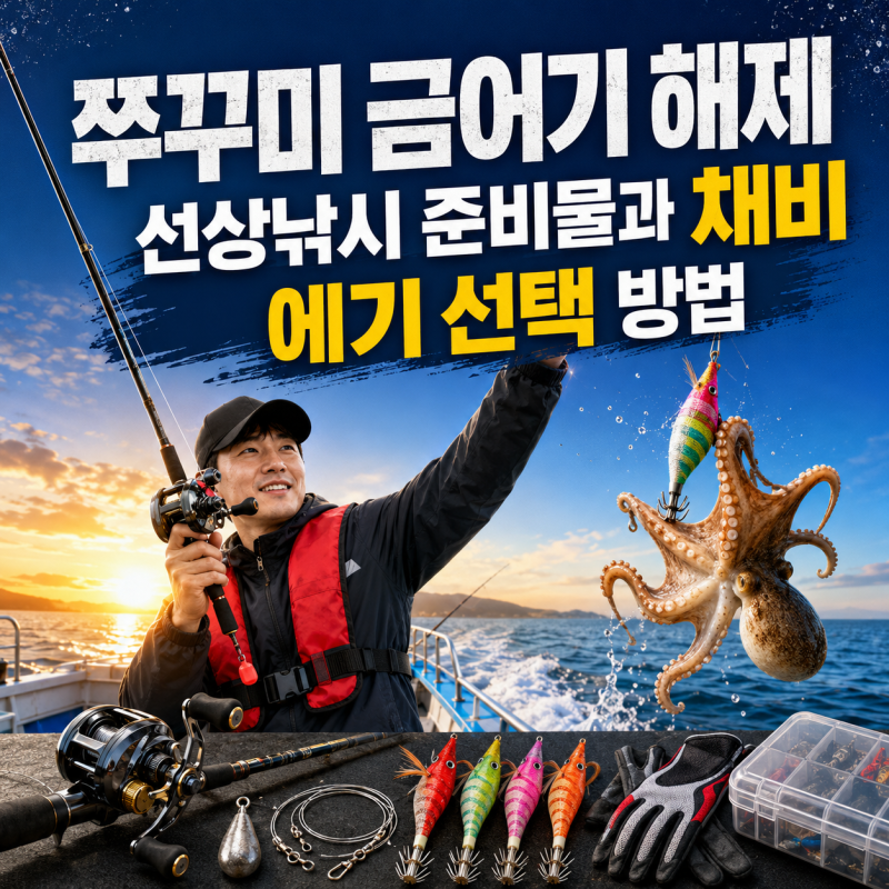 쭈꾸미 금어기 해제 선상 낚시 준비물과 채비 에기 선택 방법