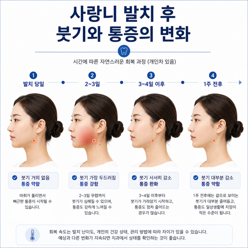 광명 사랑니, 발치 후 붓기와 통증은 어떻게 변화할까요?