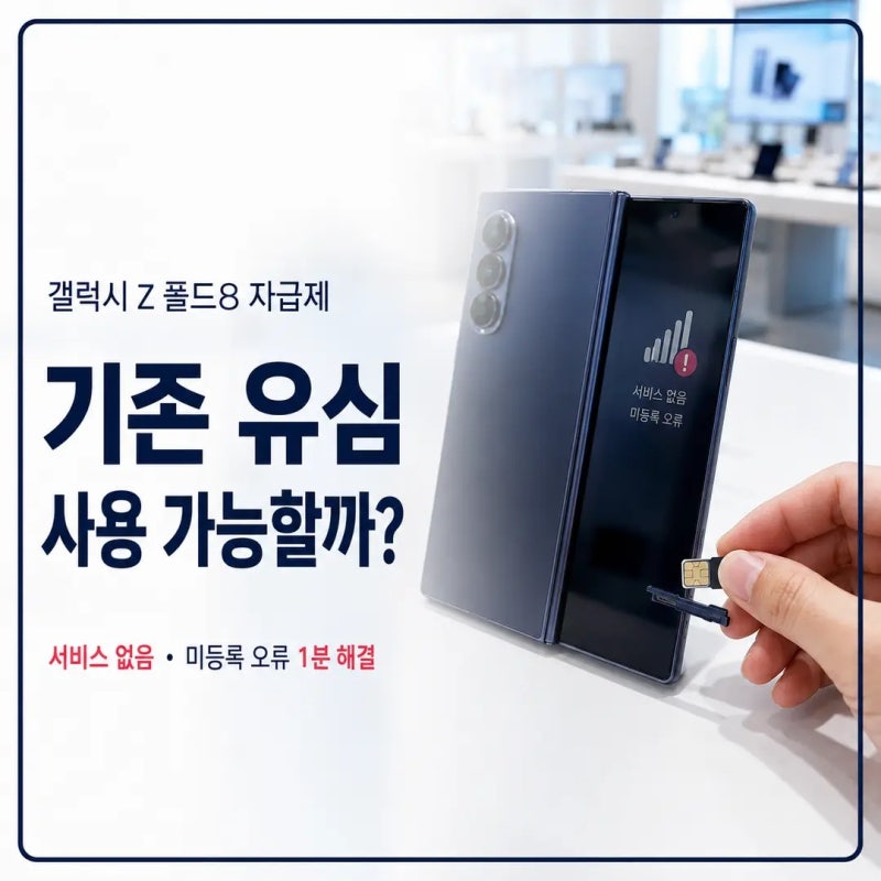 갤럭시 Z 폴드8 자급제 기존 유심 그냥 꽂아도 될까? 미등록 오류 1분 해결법!