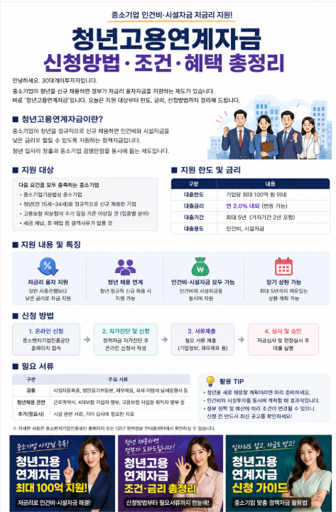 2026 청년고용연계자금 총정리｜만 39세 이하 또는 청년 고용 소상공인 최대 7천만원, 금리·조....