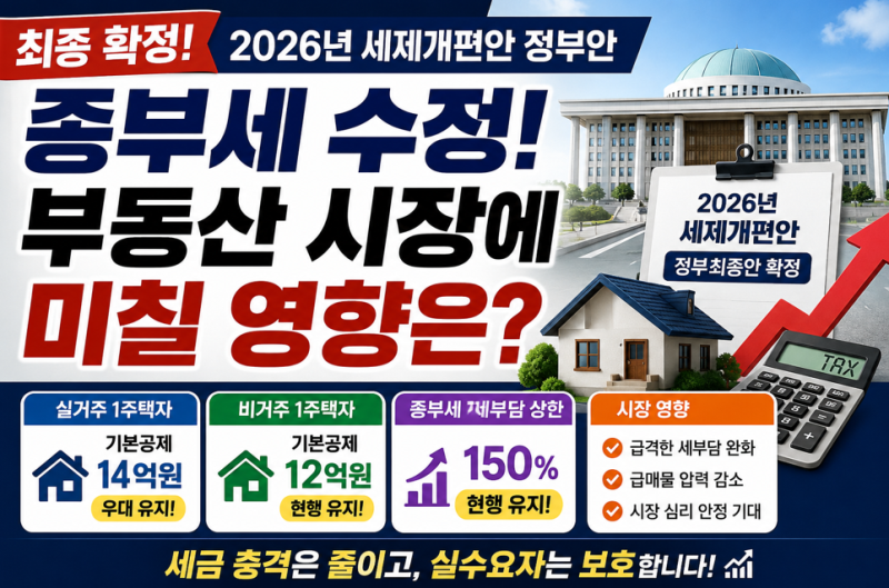 2026년 세제개편안 정부 최종안 확정! 종합부동산세 수정사항과 부동산 시장 영향 총정리