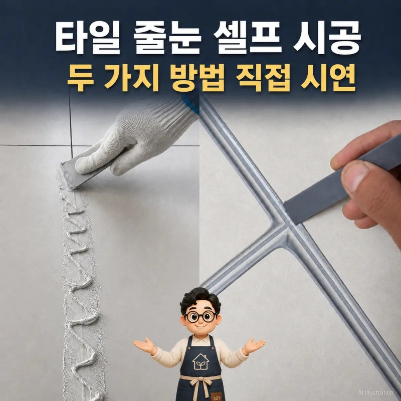 타일 줄눈 셀프 시공 방법 2가지, 직접 시연해봤어요