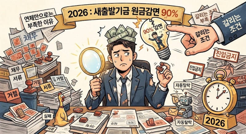 2026 : 새출발기금 원금감면 90%, 연체만으로는 부족한 이유와 갈리는 조건