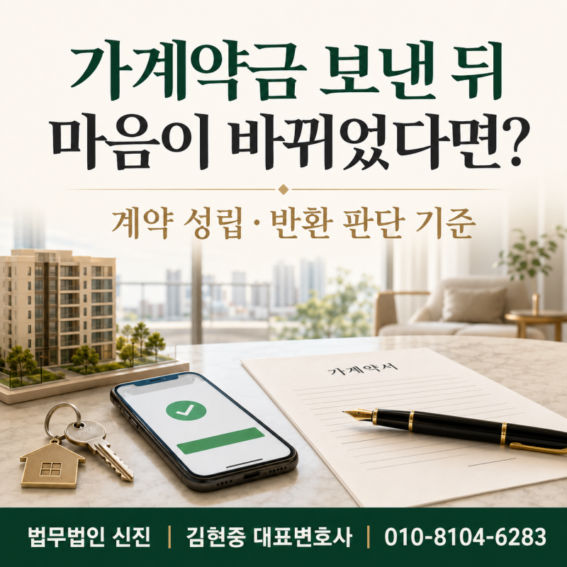 부동산 가계약금을 보낸 뒤 마음이 바뀌었다면? 계약 성립과 반환 판단 기준