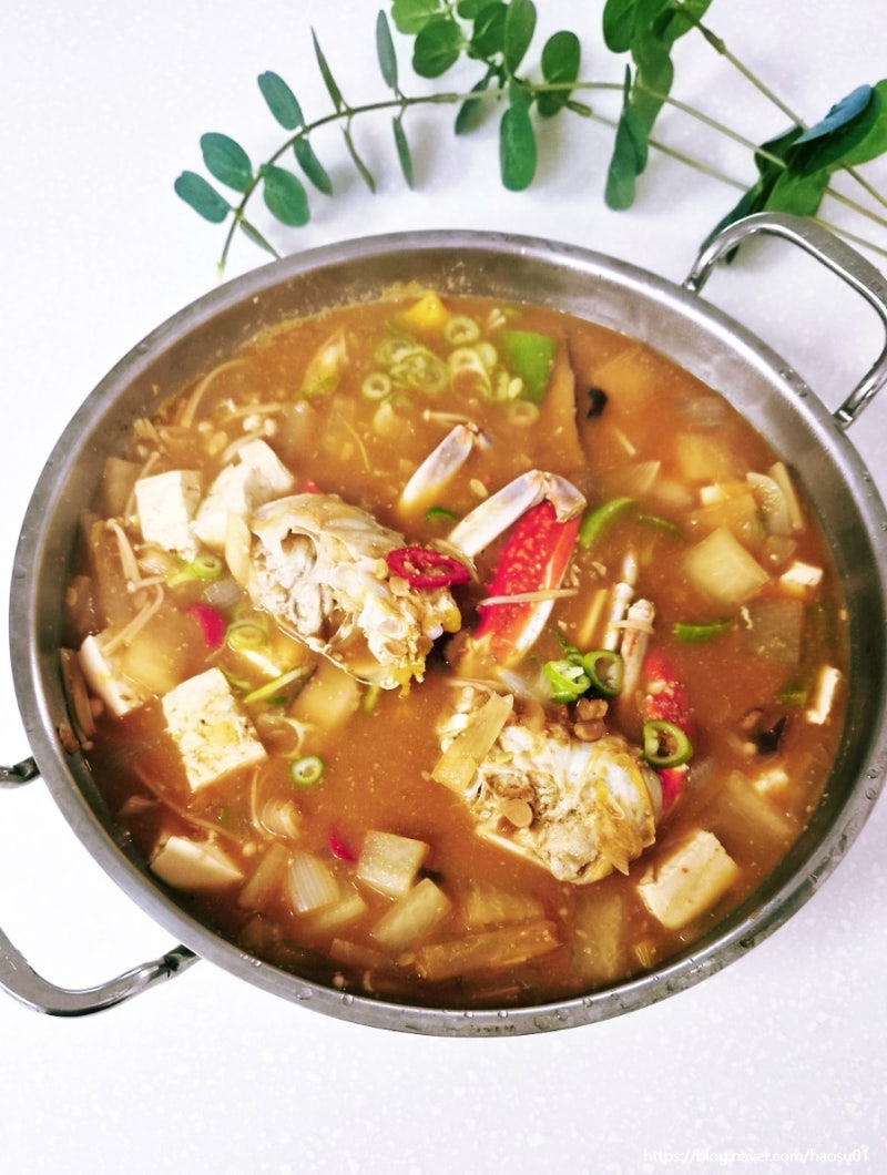 냉동 꽃게 된장찌개 맛있게 끓이는법 해물재료 된장찌개 요리 레시피