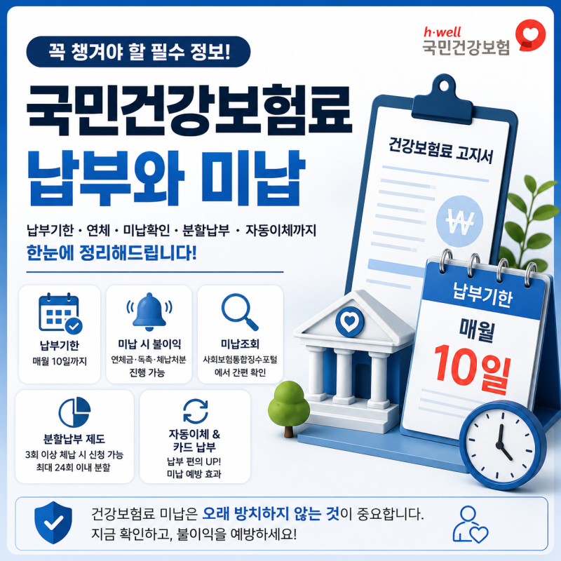 국민건강보험료 납부 방법 그리고 미납 연체하면 어떻게 될까?