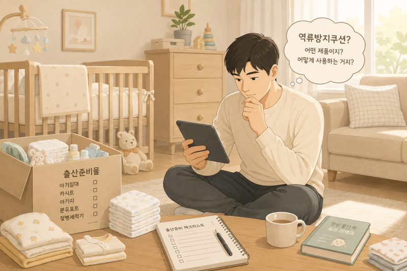 역류방지쿠션 다들 사던데, 신생아 여기서 재워도 될까?