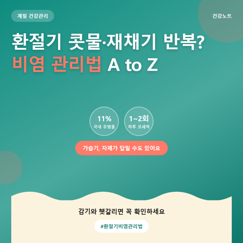 환절기 비염 관리법, 감기와 헷갈리는 증상 구별부터 코세척까지