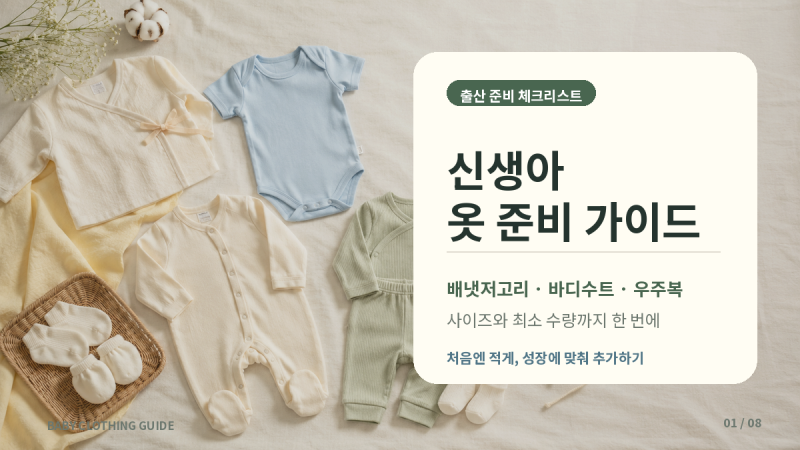 신생아 옷 준비 가이드｜배냇저고리·바디수트·우주복 사이즈와 수량 총정리