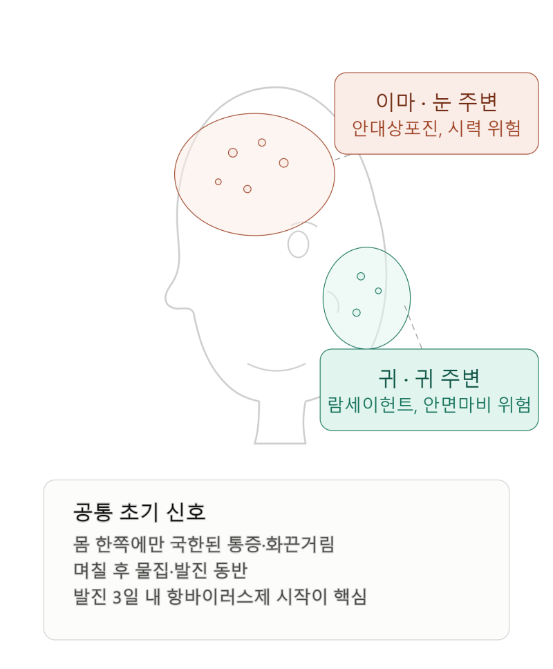얼굴 대상포진증상, 몸통만 있는게 아니다.