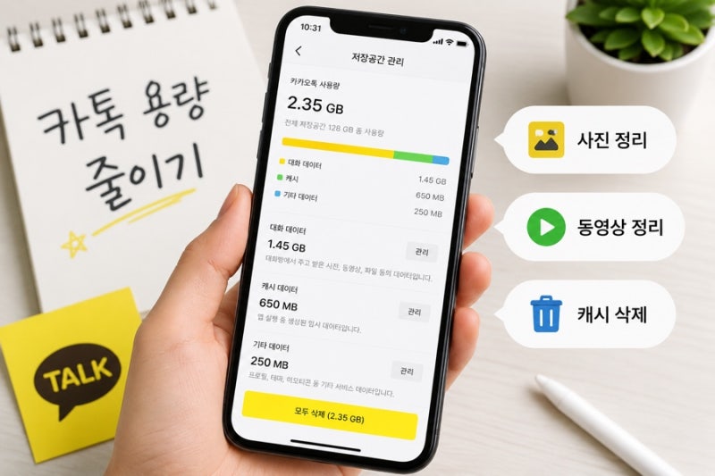 카톡 용량 줄이기,저장공간 부족할 때 가장 먼저 해야 할 것!