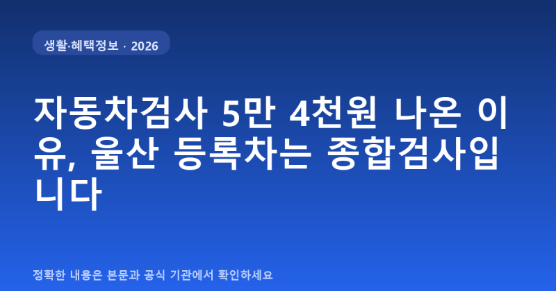 자동차검사 5만 4천원 나온 이유, 울산 등록차는 종합검사입니다