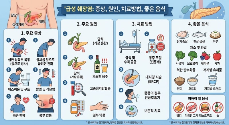 [급성 췌장염] 갑자기 시작된 '심한 명치 통증'! 등으로 퍼지고 '구토'까지 - 급성 췌장염 증....