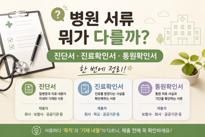 진단서·진료확인서·통원확인서 차이, 병원 서류 한 번에 정리