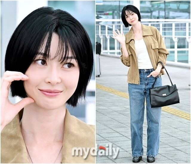 권나라, 인천공항 출국길 화제 단발머리로 완성한 상큼 시크 공항패션