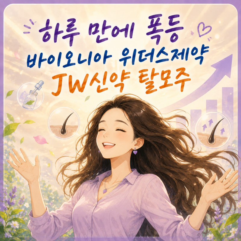 “하루 만에 폭등” 바이오니아 위더스제약 JW신약 탈모주