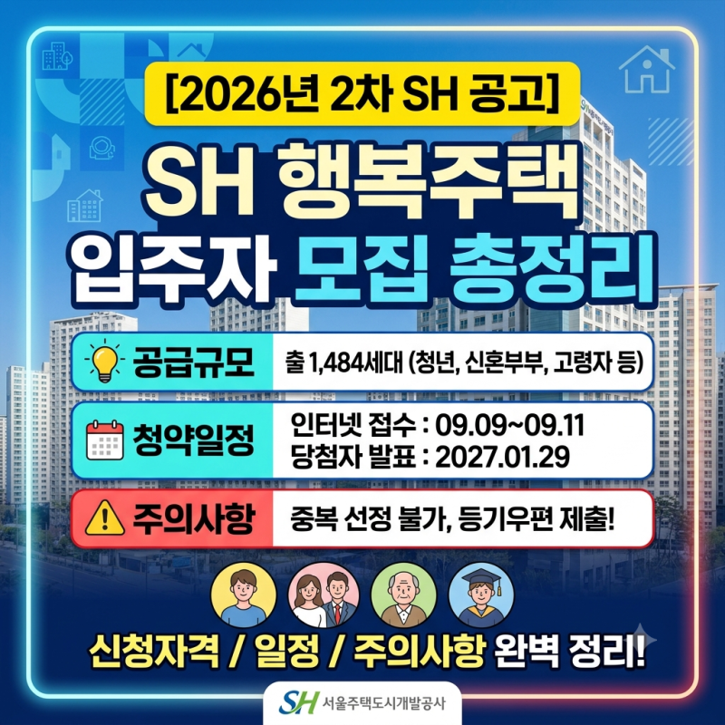 2026년 2차 SH 행복주택 입주자 모집 공고 총정리 (신청자격, 일정, 주의사항)