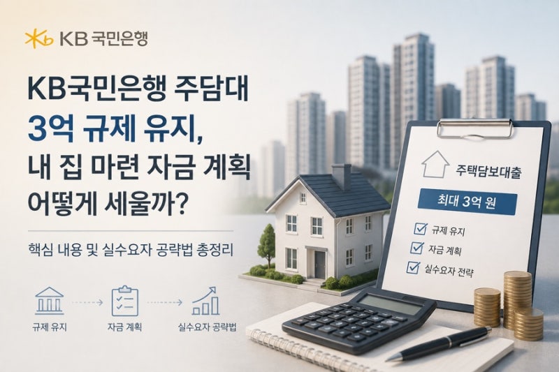 KB국민은행 주담대 3억 규제 유지, 내 집 마련 자금 계획 어떻게 세울까? 핵심 내용 및 실수요....