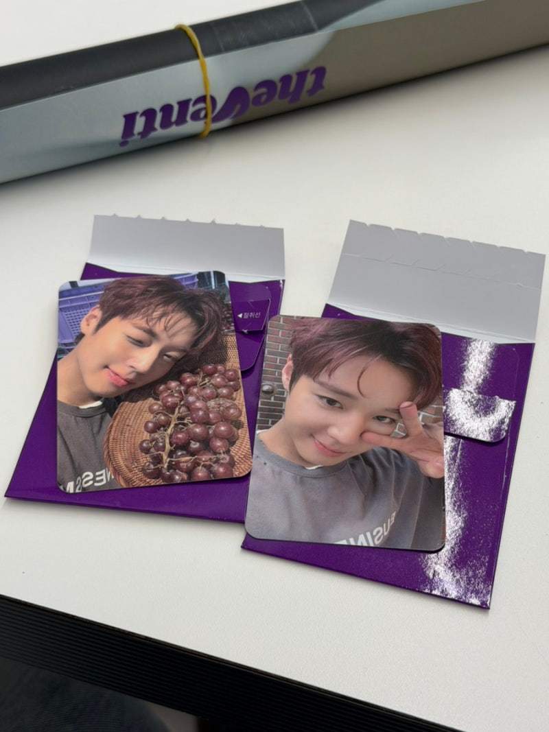더벤티 박지훈 랜덤 포토카드 이벤트 컵홀더, 포스터 얻은 내돈내산 후기 (랜덤깡 성공적)/더....