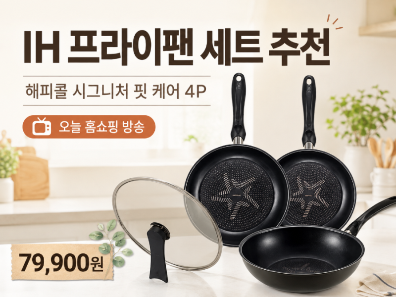 IH 프라이팬 세트 추천｜해피콜 시그니처 핏 케어 4P 오늘 홈쇼핑 방송