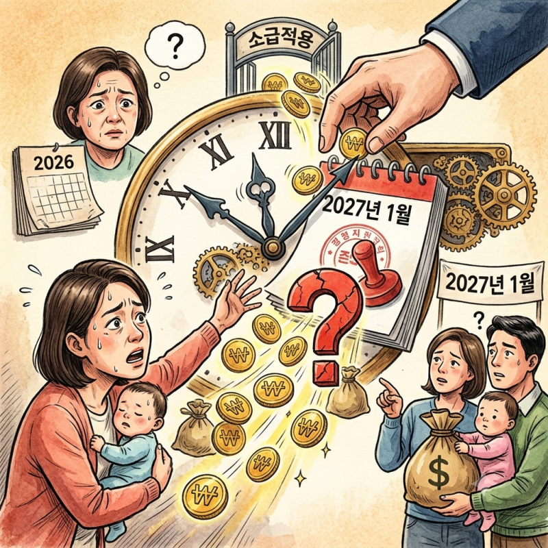 소급적용 뜻, 아동수당 2027년 1월생부터 가능?