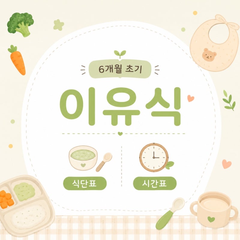 6개월 아기 초기 이유식 식단표 및 스케줄(feat.뿐이토핑이유식)