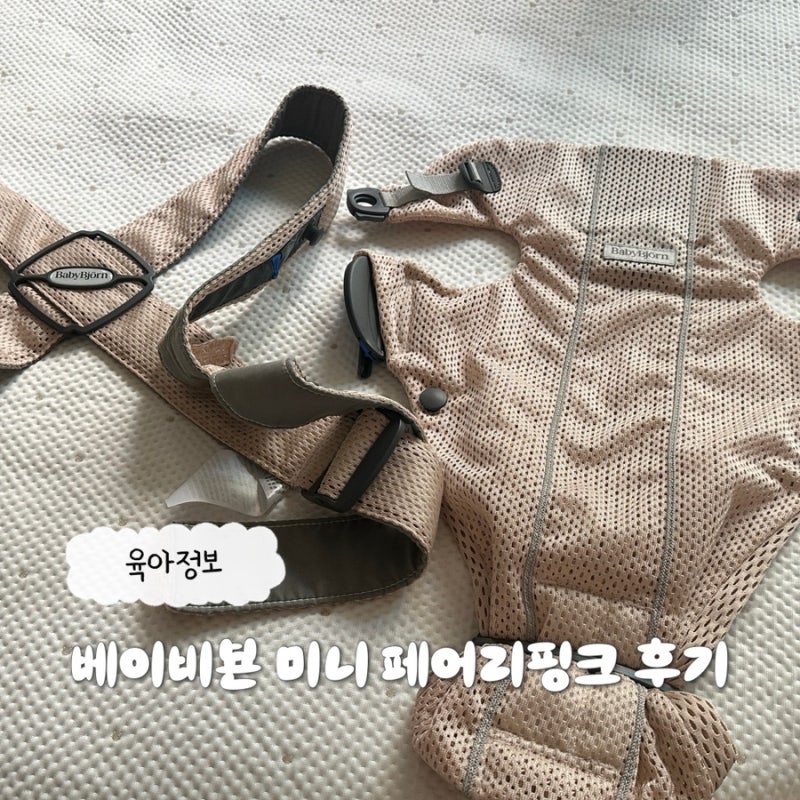 베이비뵨 미니 메쉬 아기띠 당근 페어리핑크 (사용기간, 겨울사용)