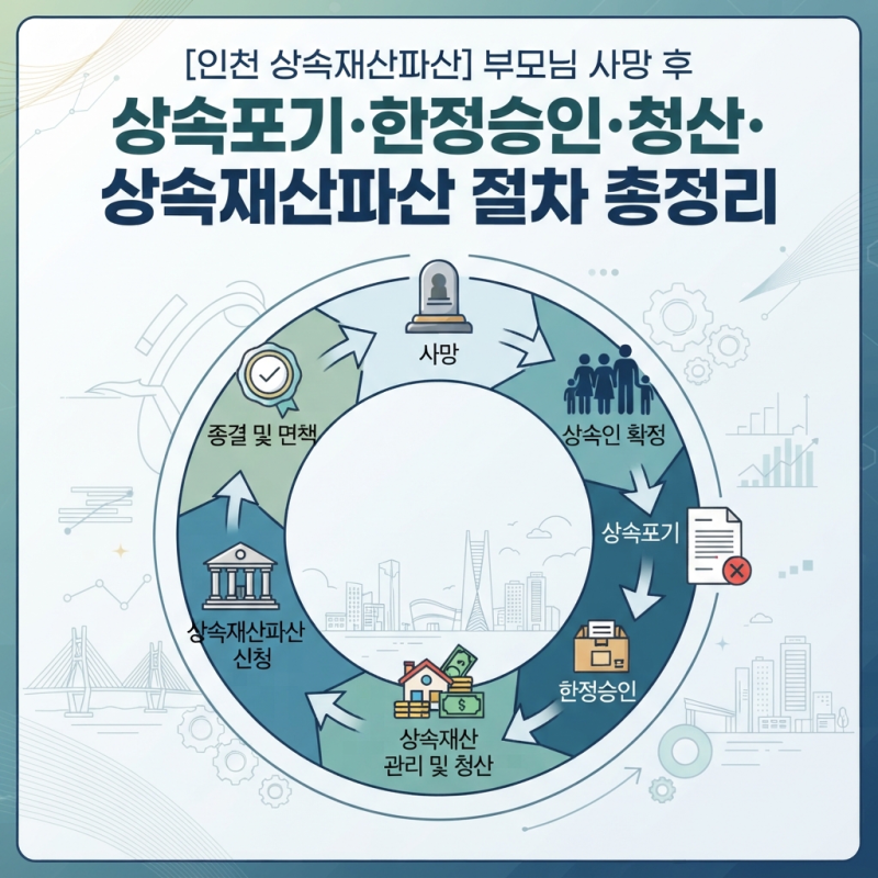 [인천 상속재산파산]부모님 사망 후 상속포기·한정승인·청산·상속재산파산 절차 총정리