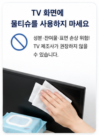 TV 화면 닦는 방법, 물티슈로 닦으면 안 되는 이유