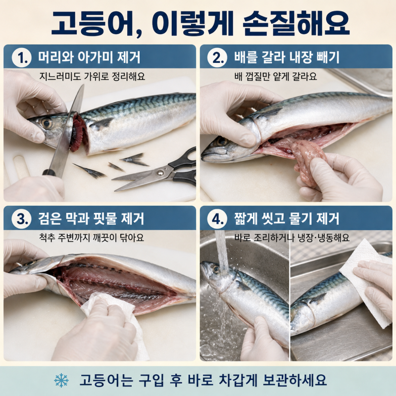 고등어 어떻게 손질해? 내장·검은 막·핏물 제거와 냉동 보관법