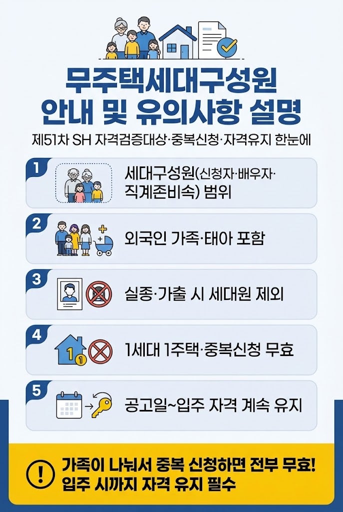 장기전세 무주택 세대 구성원 안내 및 관련 유의사항 설명 | 자격검증대상·중복신청·자격유....