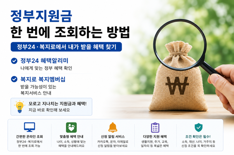 정부지원금 한 번에 조회하는 방법 정부24,복지로에서 내가 받을 혜택 찾기
