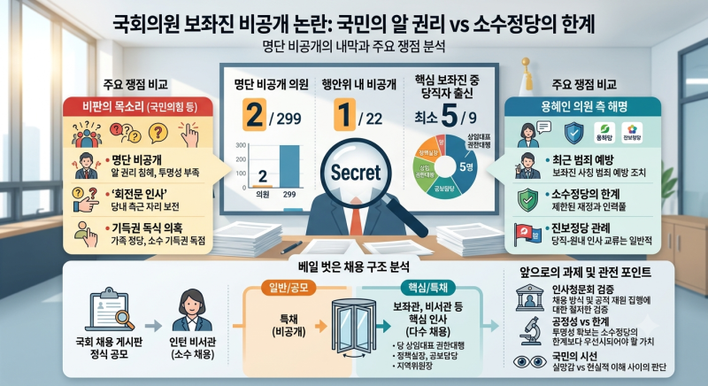 299명 중 단 2명뿐인 비공개, 용혜인 의원실 보좌진 명단 열어보니