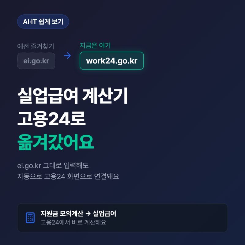 실업급여 계산기, ei.go.kr 아니라 고용24에서 하세요