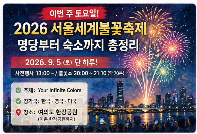 이번 주 토요일이에요..2026 서울세계불꽃축제 명당부터 숙소까지 총정리