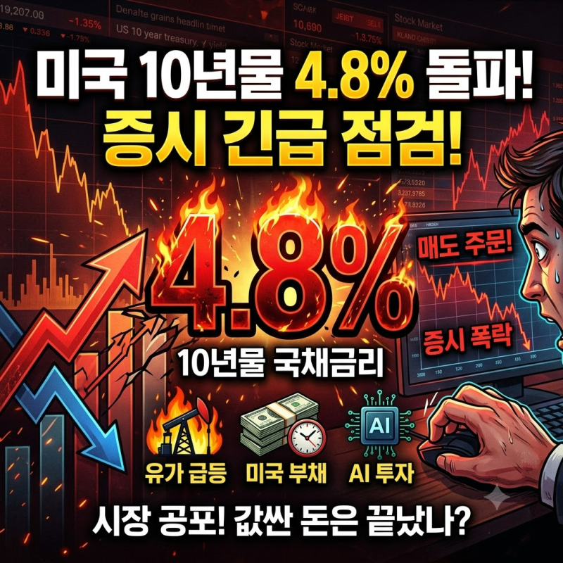 미국 10년물 4.8% 돌파…증시가 긴장한 진짜 이유