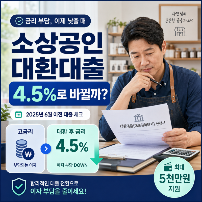 내 대출도 4.5%로 바뀔까? 2026 소상공인 대환대출은 2025년 6월이 기준
